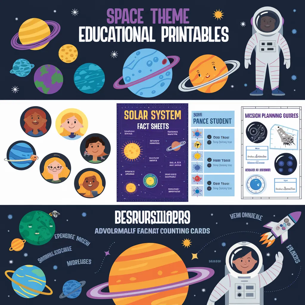 Space theme educational printables
