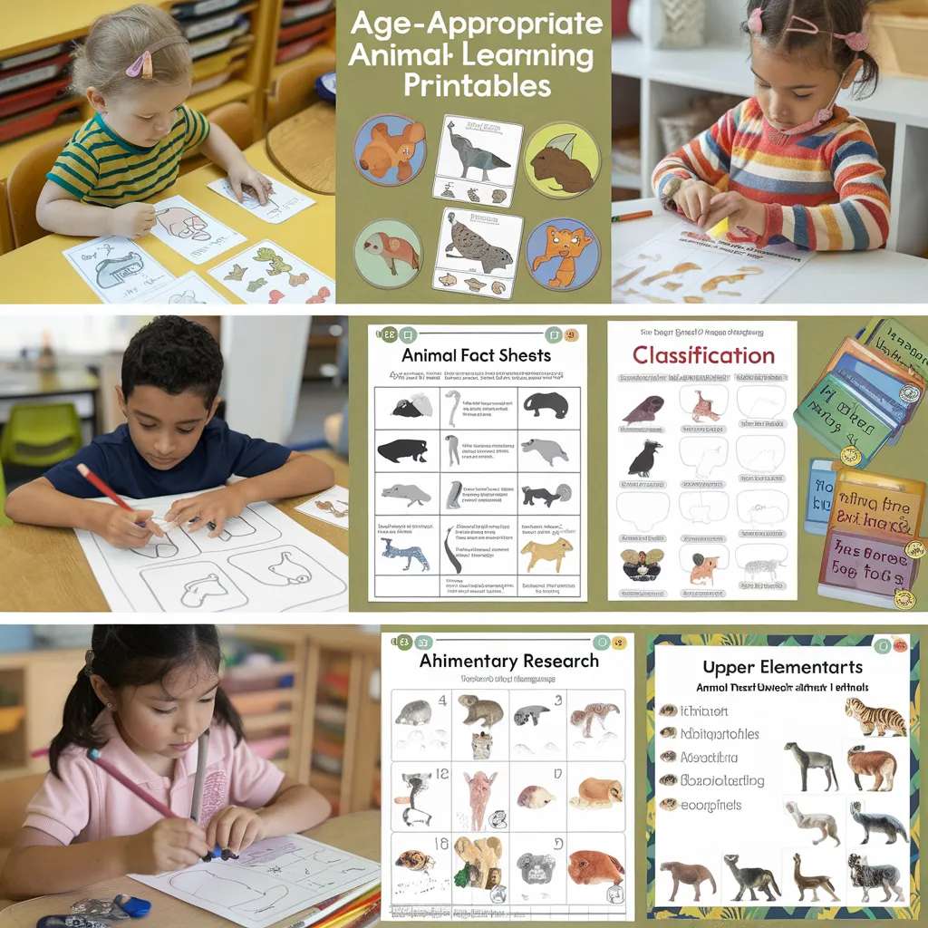 animal theme learning printables
