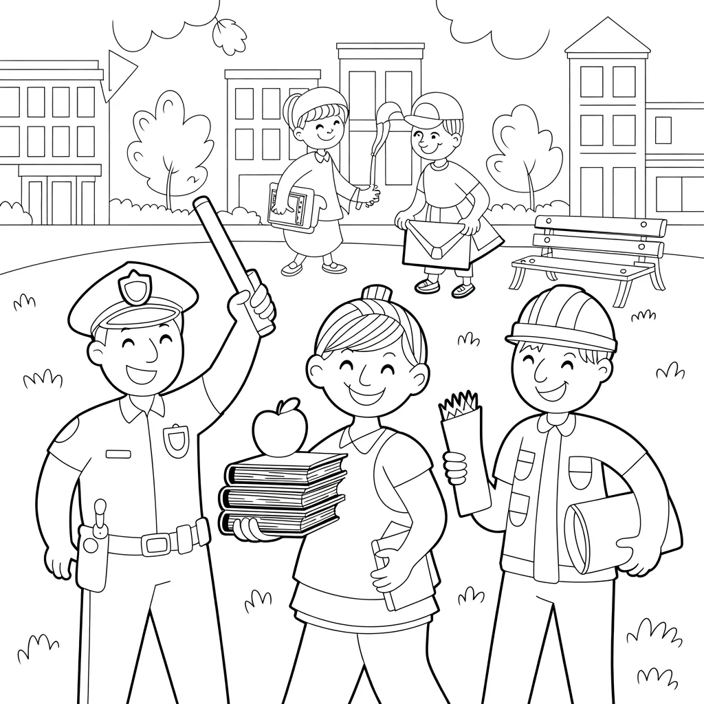 Community helpers coloring pages