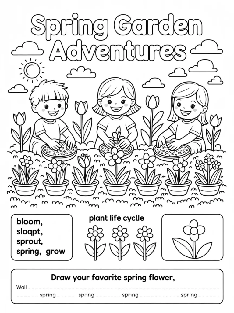Color the seasons worksheets