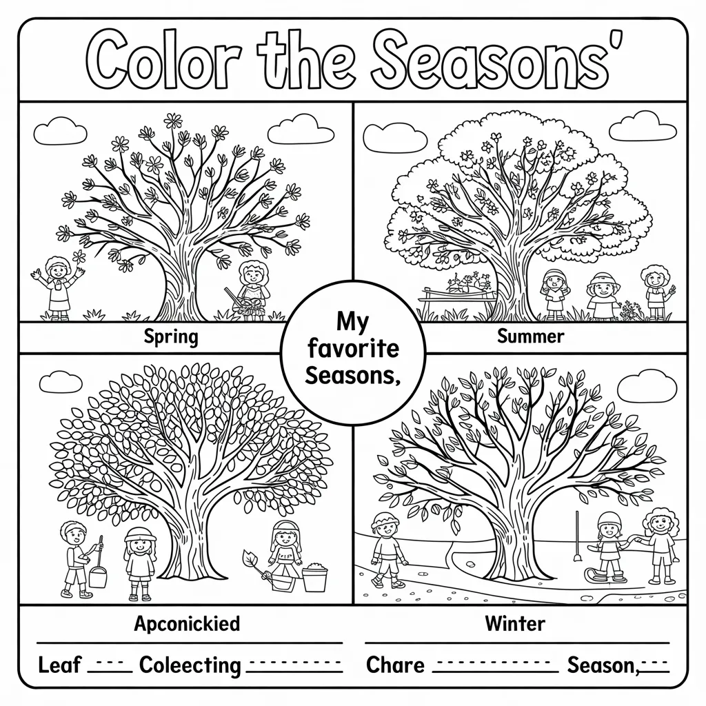 Color the seasons worksheets