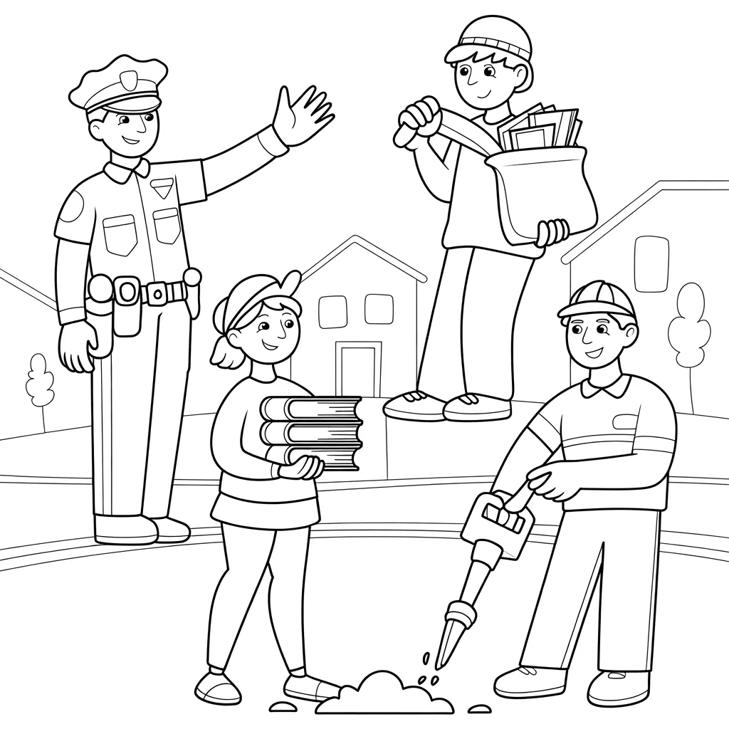 Community helpers coloring pages