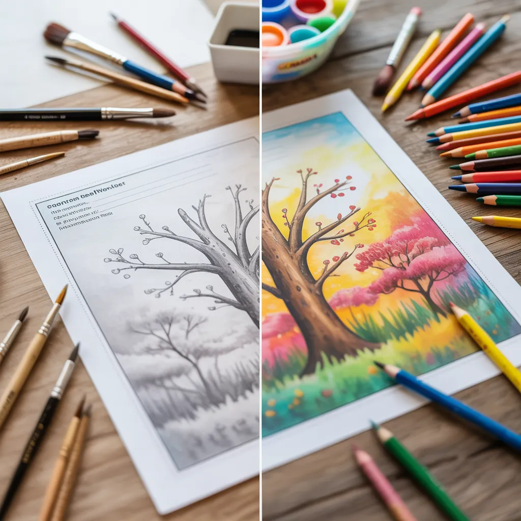 Color the seasons worksheets
