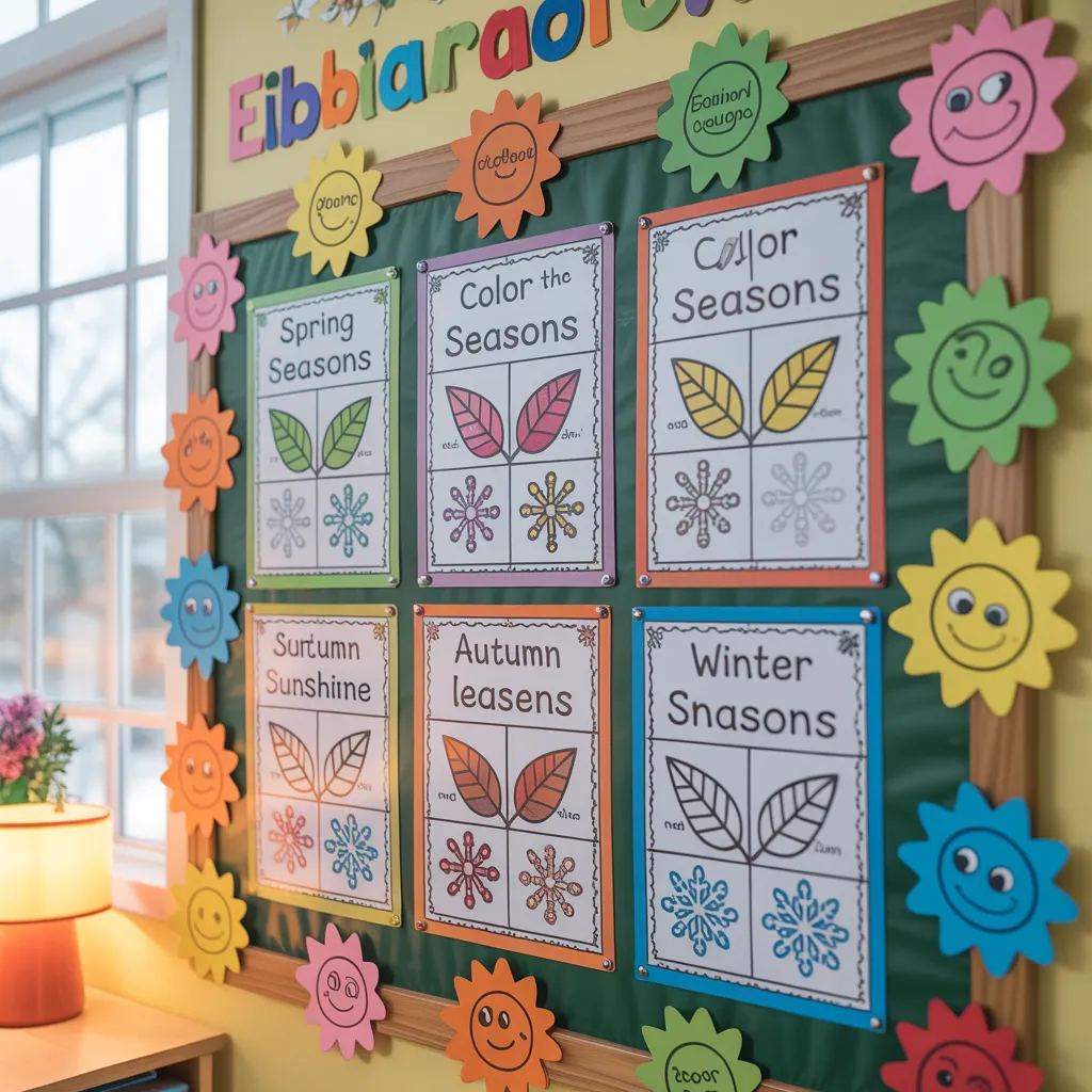 Color the seasons worksheets